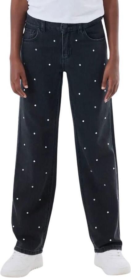 Name it KIDS straight fit jeans NKFROSE met all over print black Zwart Meisjes Katoen 134 - Foto 2