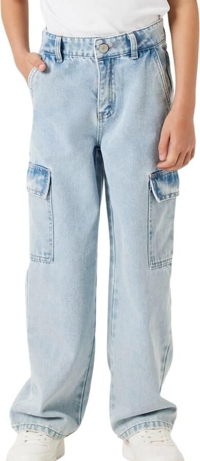 NAME IT KIDS wide leg regular waist jeans light blue bleached