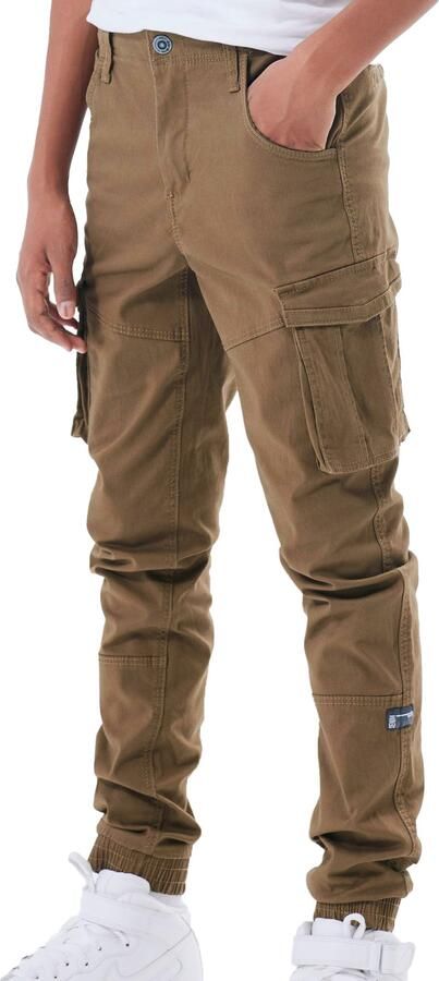 Name it KIDS cargobroek NKMRYAN bruingroen Jongens Stretchkatoen Effen 170 - Foto 4