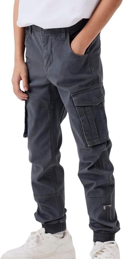 Name it KIDS regular fit cargobroek NKMRYAN donkergrijs Jongens Stretchkatoen 176 - Foto 7