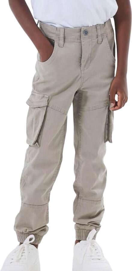 Name it KIDS regular fit cargobroek NKMRYAN beige Jongens Stretchkatoen 116 - Foto 7