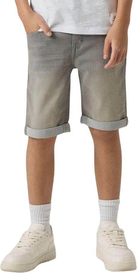 Name it KIDS slim fit jeans bermuda NKMSOFUS medium grey denim short Grijs Jongens Stretchdenim 176 - Foto 4