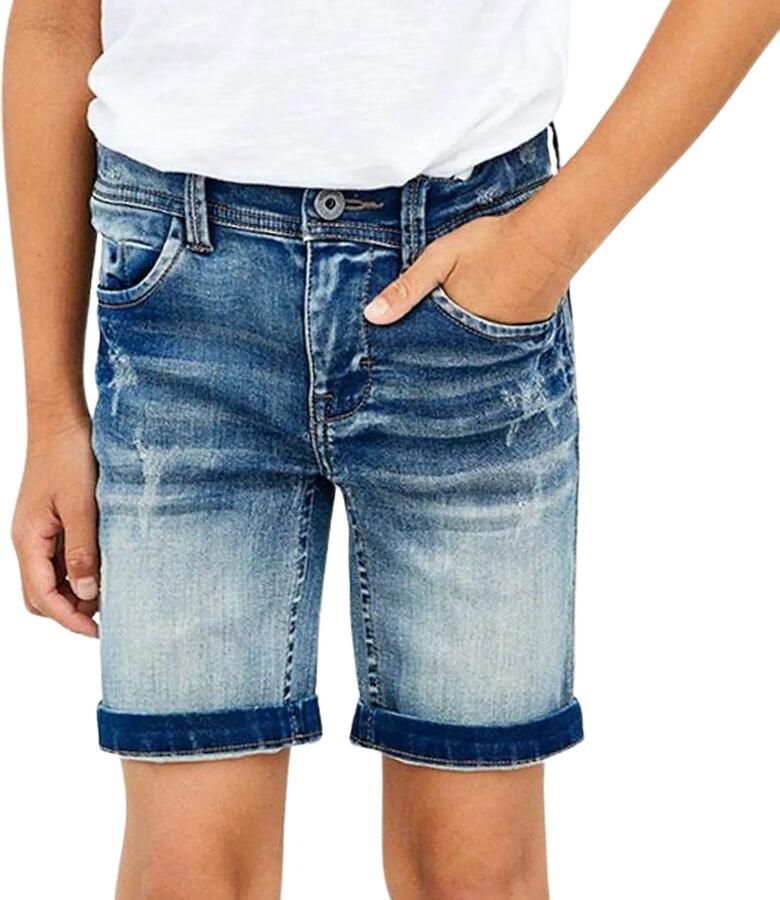 Name it KIDS slim fit jeans bermuda NKMTHEO stonewashed Denim short Blauw Jongens Stretchdenim 104 - Foto 2