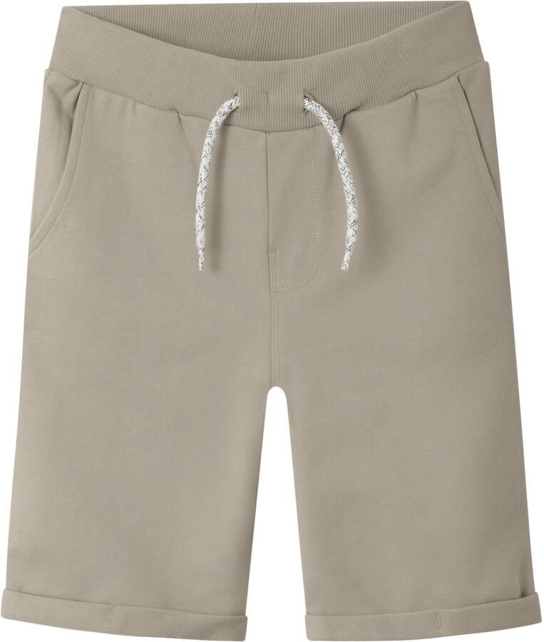 Name it KIDS sweatshort NKMVERMO grijszand Beige Effen 104