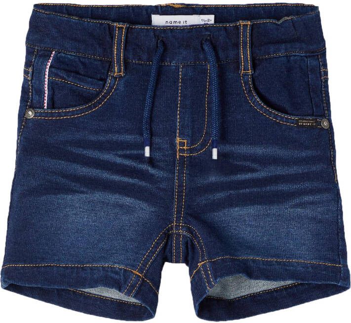 Name it MINI regular fit jeans bermuda NMMRYAN dark denim short Blauw Jongens Stretchdenim 110
