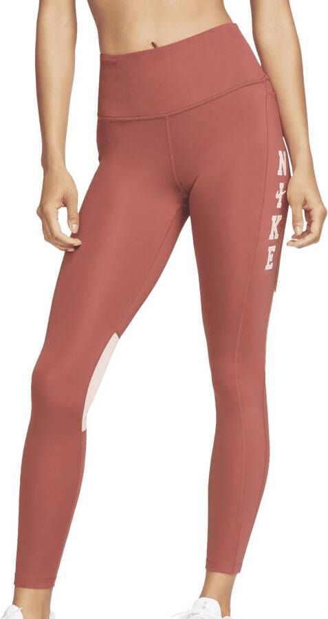 Nike Epic Fast 7 8-legging met halfhoge taille en zakken voor dames Rood