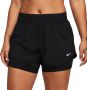 Nike One Dri-FIT 2-in-1 damesshorts met halfhoge taille (8 cm) Zwart - Thumbnail 1