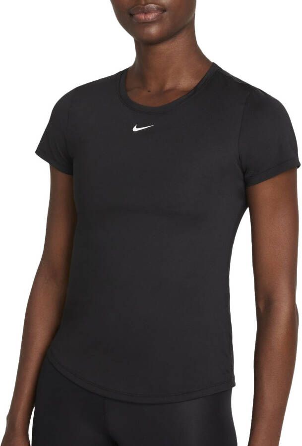 Nike Dri-FIT One Damestop met aansluitende pasvorm en korte mouwen Zwart