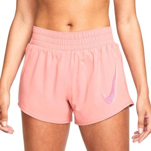 Nike Dri-FIT One Swoosh Hardloopshorts met halfhoge taille en binnenbroek voor dames Roze