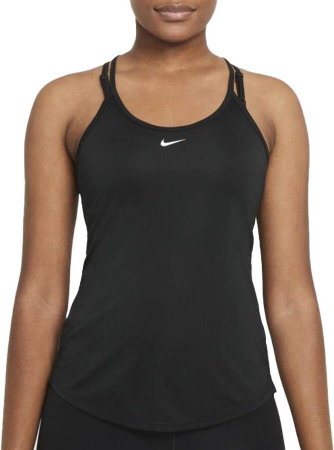 Nike Dri-FIT One Elastika Tanktop met standaardpasvorm voor dames Zwart