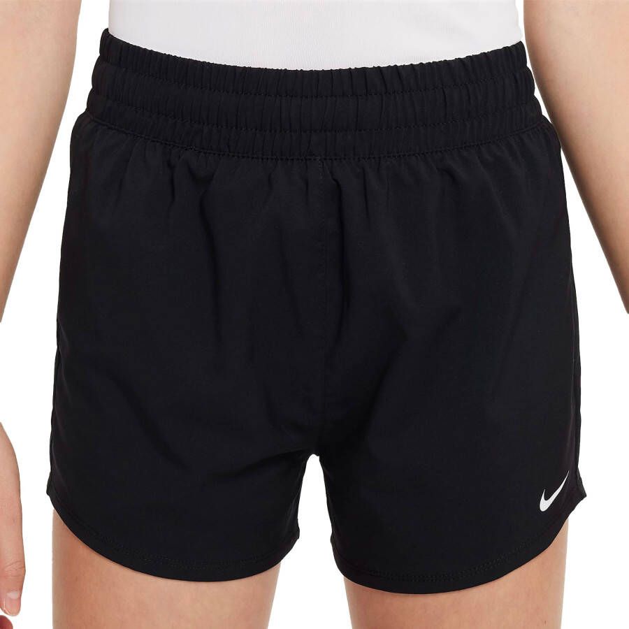 Nike Dri-FIT One geweven trainingsshorts met hoge taille voor meisjes Zwart