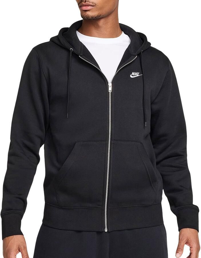 Nike Club fleecehoodie met rits voor heren Zwart - Foto 5