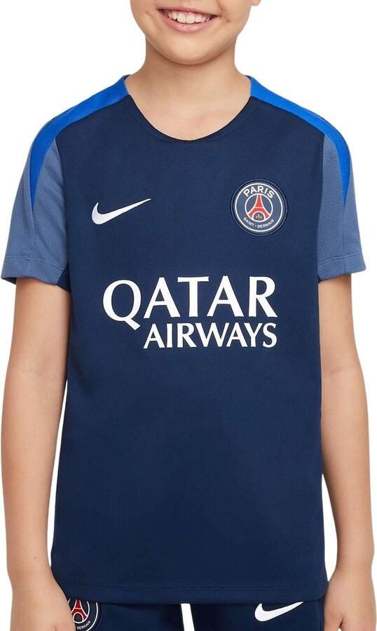 Nike Paris Saint-Germain Strike Dri-FIT voetbaltop met korte mouwen voor kids Blauw