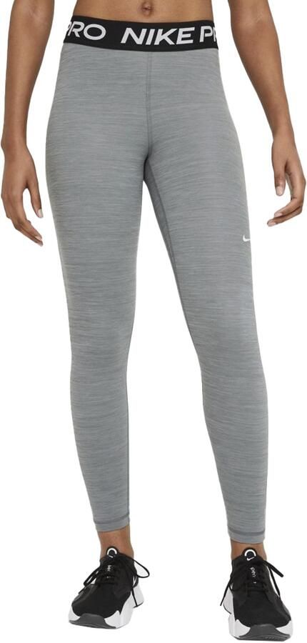 Nike Pro Legging met halfhoge taille en mesh vlakken voor dames Grijs