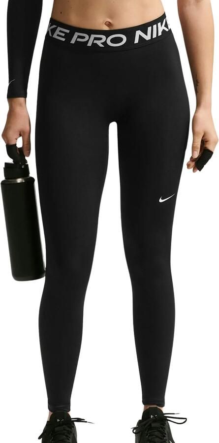Nike Pro lange legging met halfhoge taille voor dames Zwart - Foto 4