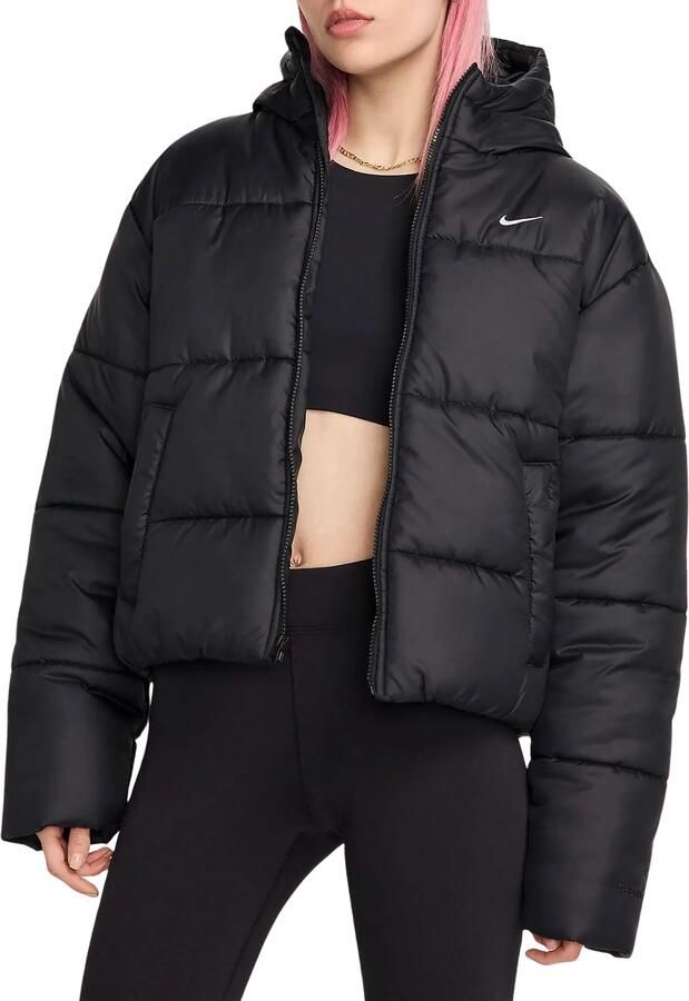 Nike Sportswear Classic Puffer Therma-FIT ruimvallend damesjack met capuchon Zwart