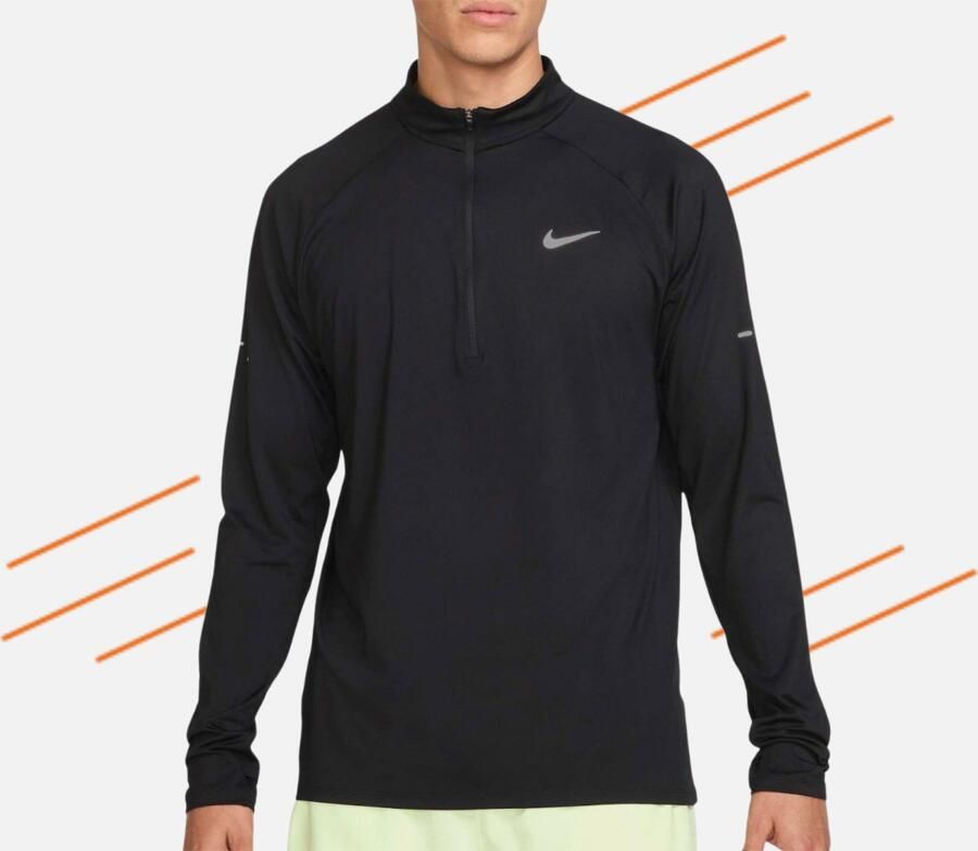 Nike Stride Dri-FIT hardlooptop met korte rits voor heren Zwart