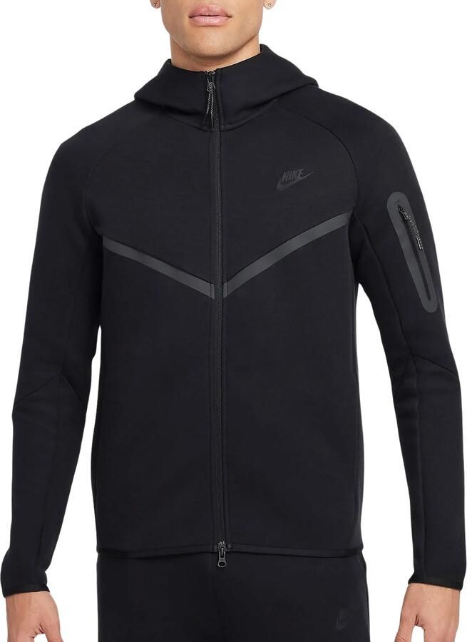 Nike Tech Windrunner herenjack van fleece met rits over de hele lengte Zwart