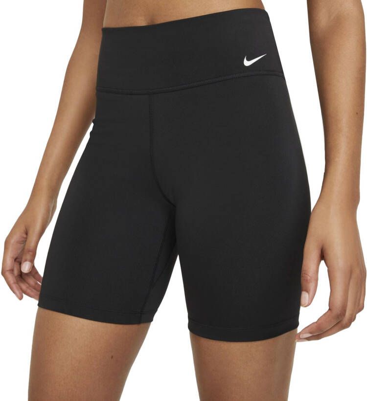 Nike One bikeshorts met halfhoge taille voor dames (18 cm) Zwart