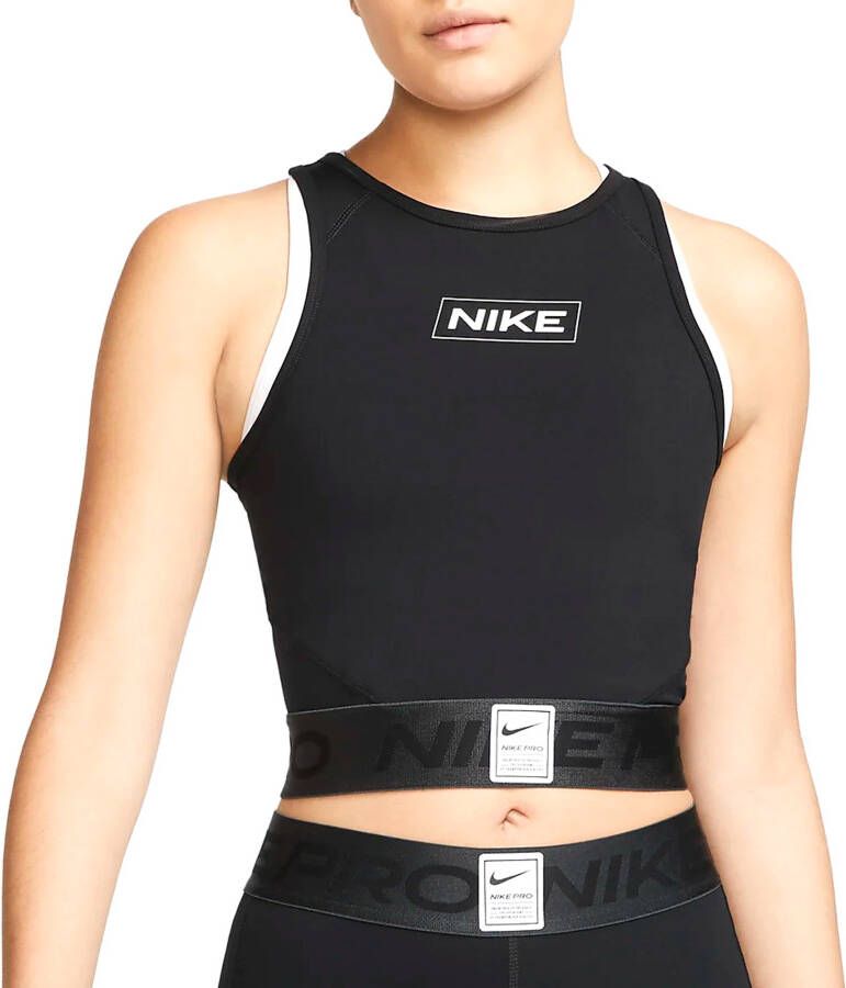 Nike Pro Dri-FIT Korte tanktop met graphic voor dames Zwart