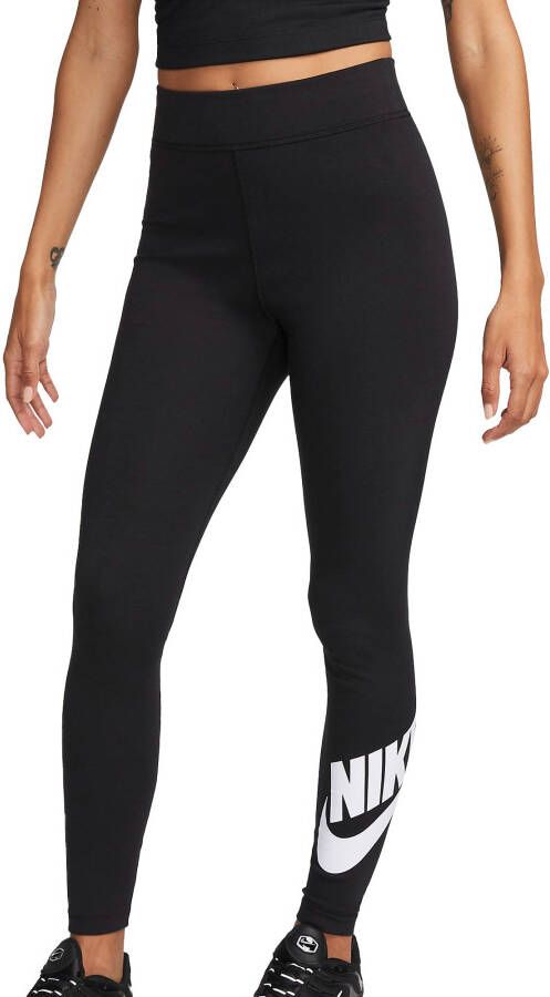 Nike Sportswear Classics legging met hoge taille en graphic voor dames Zwart