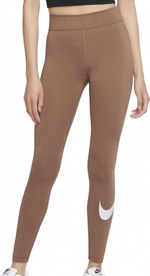 Nike Sportswear Essential Legging met halfhoge taille en Swoosh voor dames Bruin