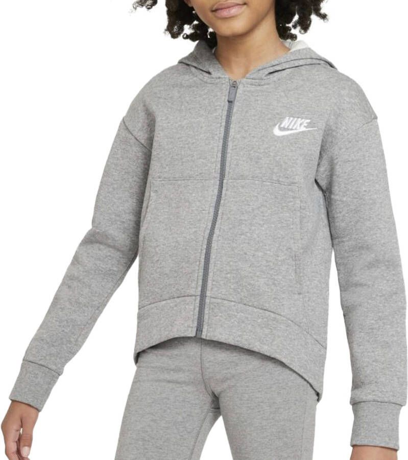 Nike Sportswear Club Fleece Hoodie met rits over de hele lengte voor meisjes Grijs