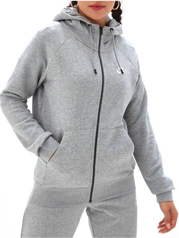 Nike Sportswear Essential Fleecehoodie met rits voor dames Grijs