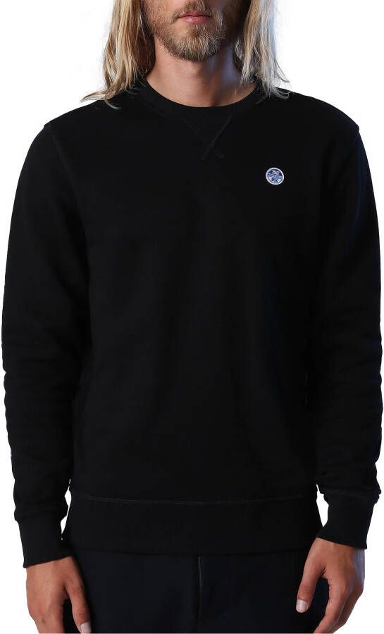 North Sails Crewneck sweatshirt met logo Zwart Heren