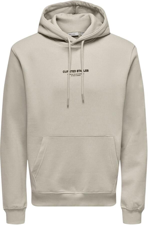 Only & Sons Samengestelde Hoodie Sweat Zilveren Voering Beige Heren