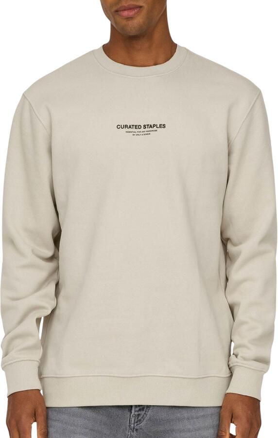 Only & Sons Samengestelde Crew Neck Sweatshirt Zilveren Voering Beige Heren - Foto 2
