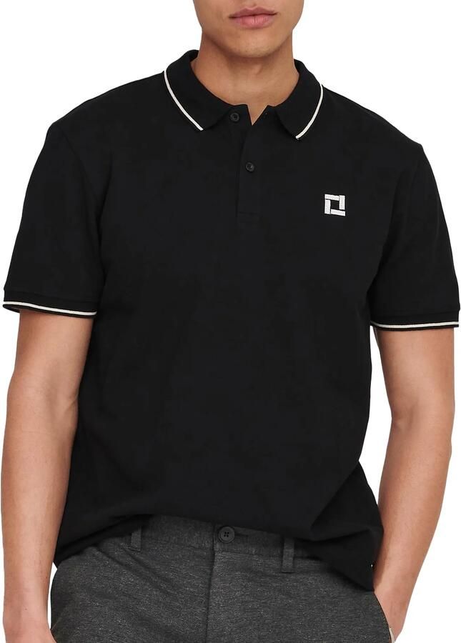 ONLY & SONS slim fit polo ONSFLETCHER met logo black - Foto 2