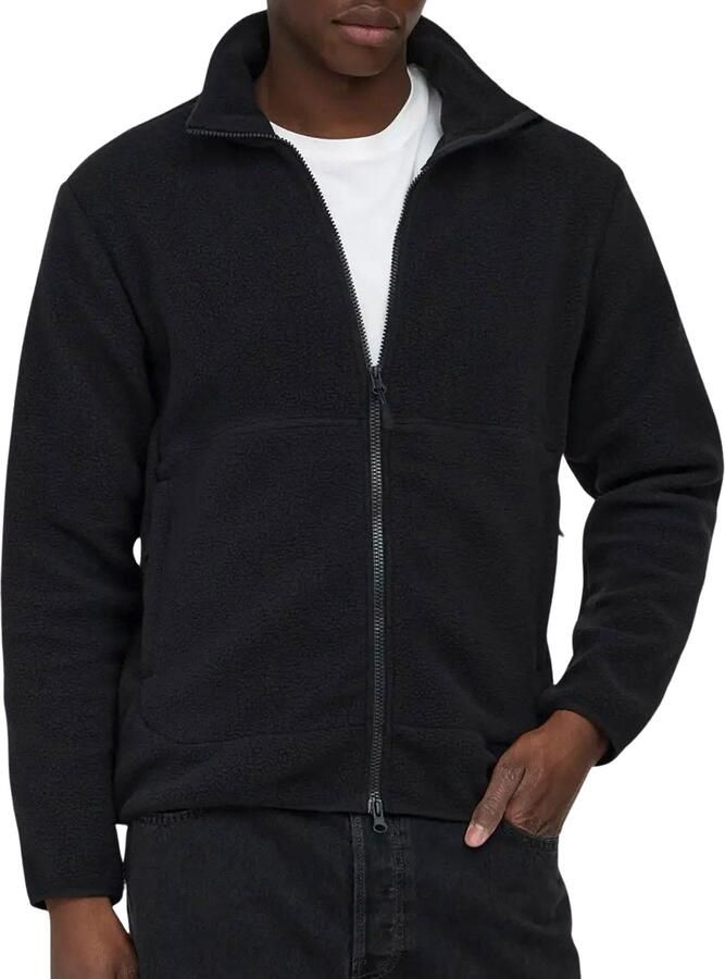 ONLY & SONS fleece tussenjas zwart - Foto 3