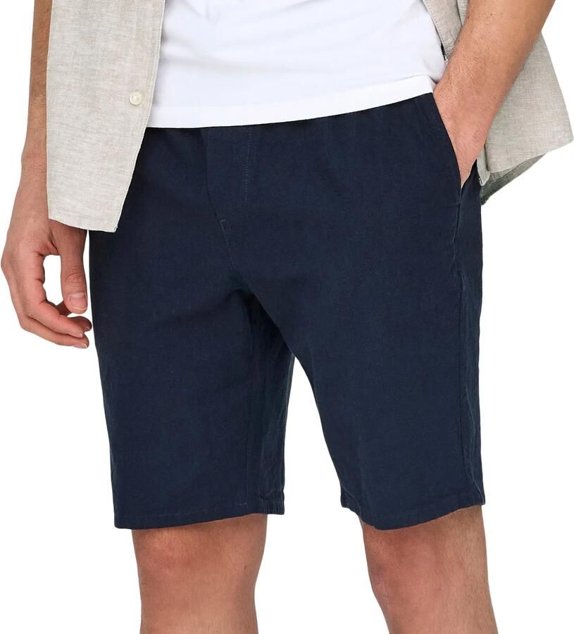 Only & Sons regular fit bermuda van mix van katoen en linnen model 'LINUS' - Foto 5