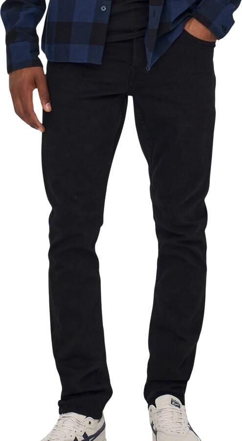 Only & Sons Heren Zwarte Jeans met Ritssluiting en Knoopsluiting Black Heren