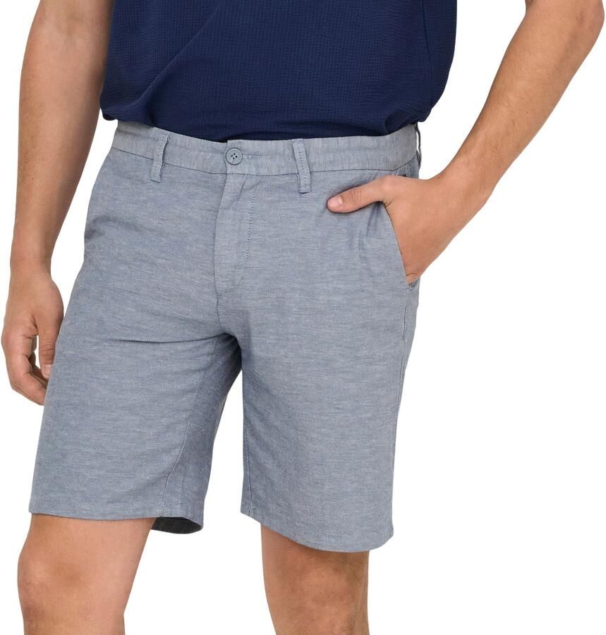 ONLY & SONS ONSMARK regular chino short met linnen grijsblauw - Foto 2
