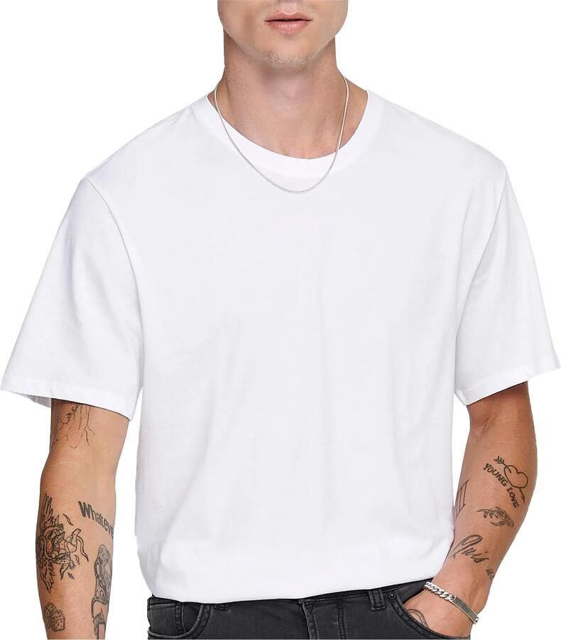 Only & Sons Witte Katoenen Heren T-Shirt Lente Zomer Collectie White Heren - Foto 6
