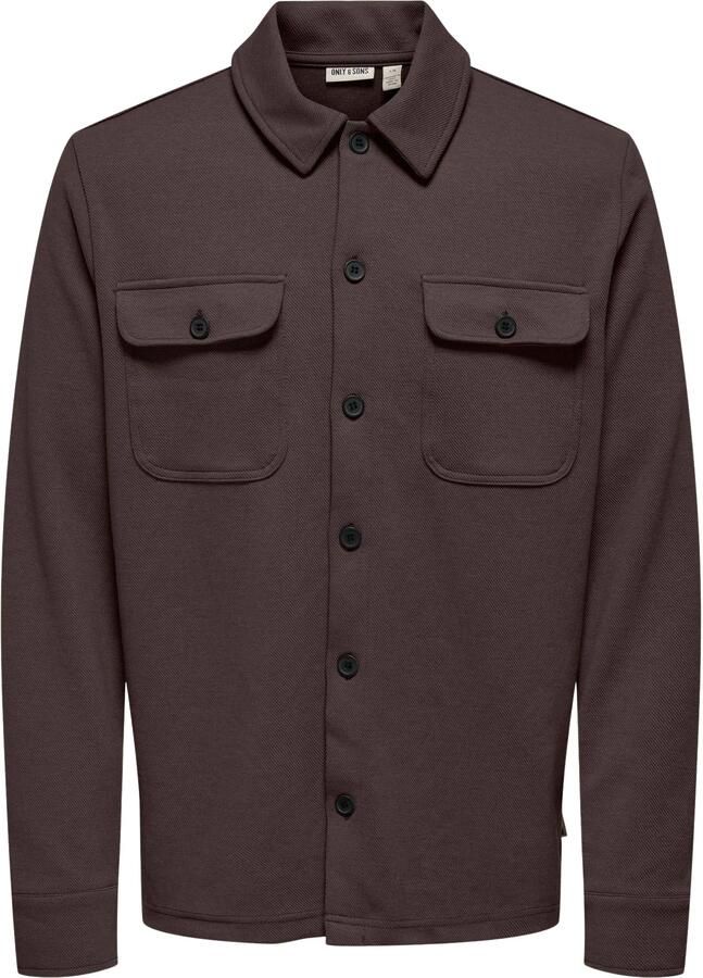 ONLY & SONS regular fit overshirt donkerbruin - Foto 4
