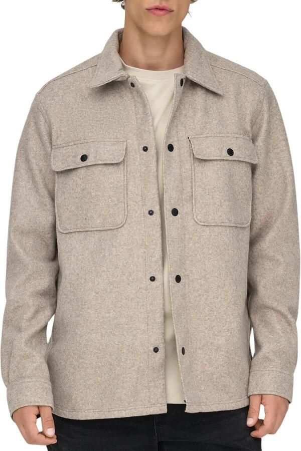 ONLY & SONS Overhemd met lange mouwen ONSASH OVR WOOLEN LOOK PKT LS SHIRT NOOS - Foto 9