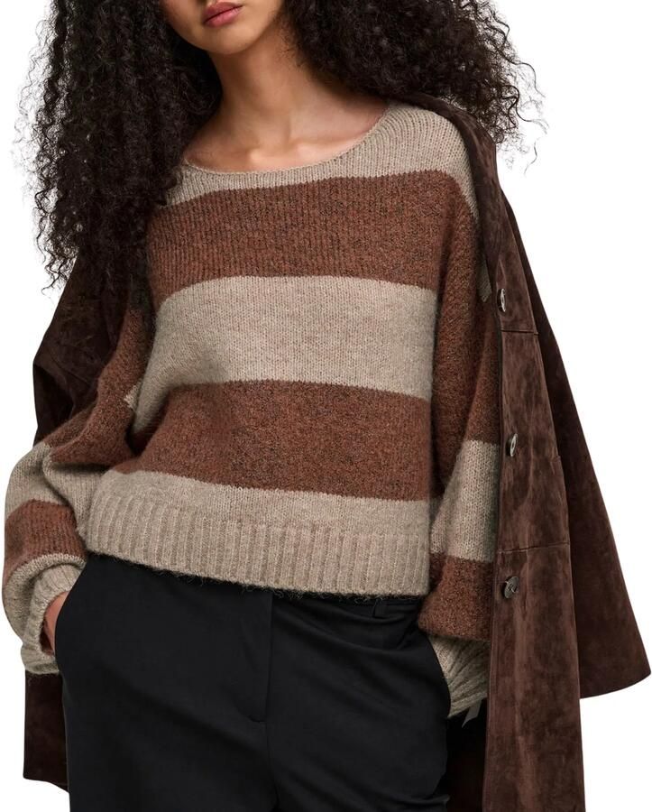 Only Gestreepte Bruine Gebreide Kleding voor Vrouwen Brown Dames