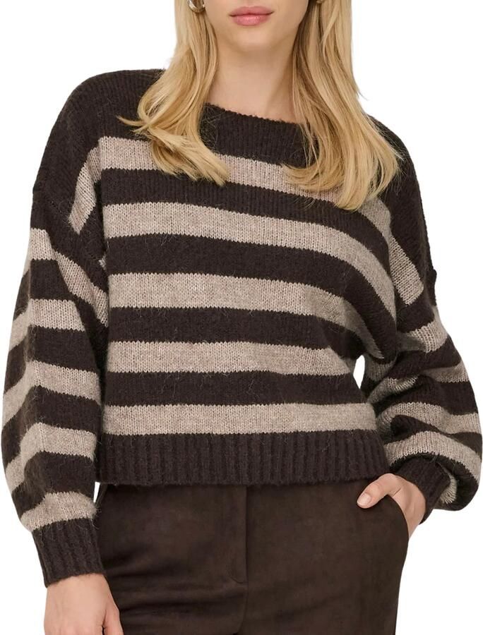 Only Trui Aya Life Knit Seal Brown Fungi