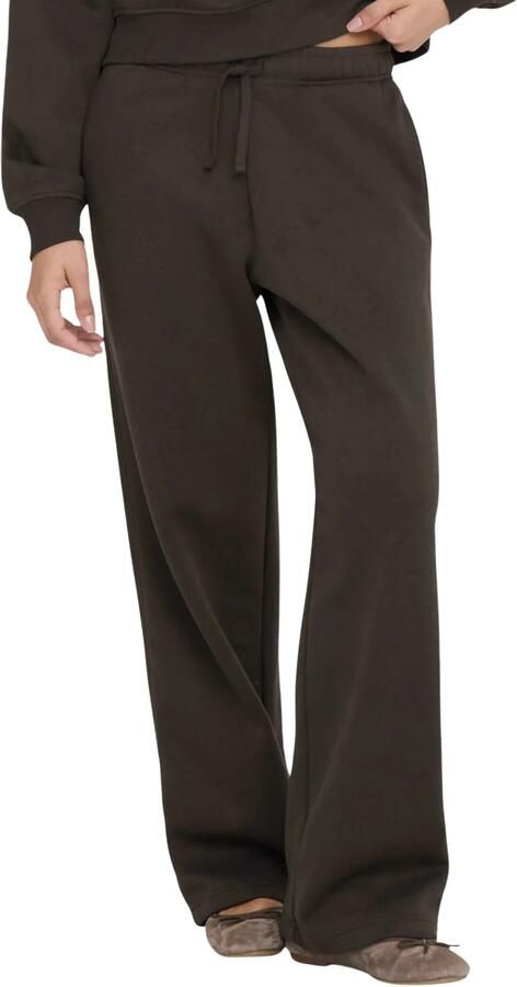 ONLY wide leg regular waist sweatpants donkerbruin - Foto 3