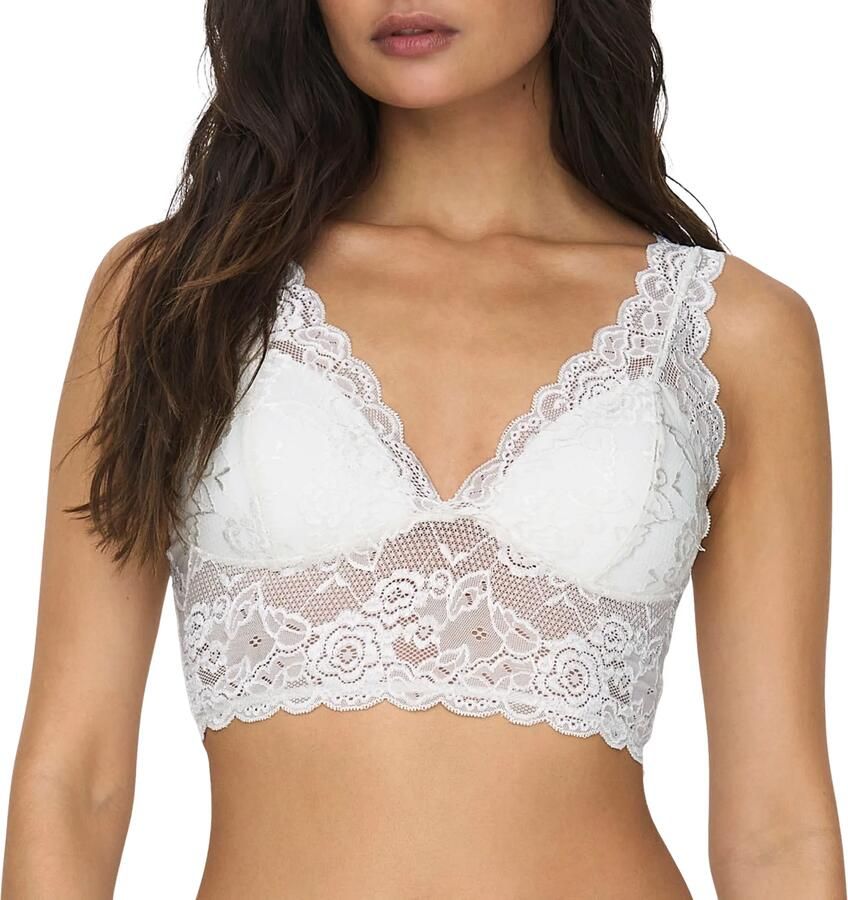 Only Kanten top ONLCHLOE – Kanten-bh met gevoerde cups en stretch regular fit vrouwelijk kant synthetische vezel v-hals - Foto 4