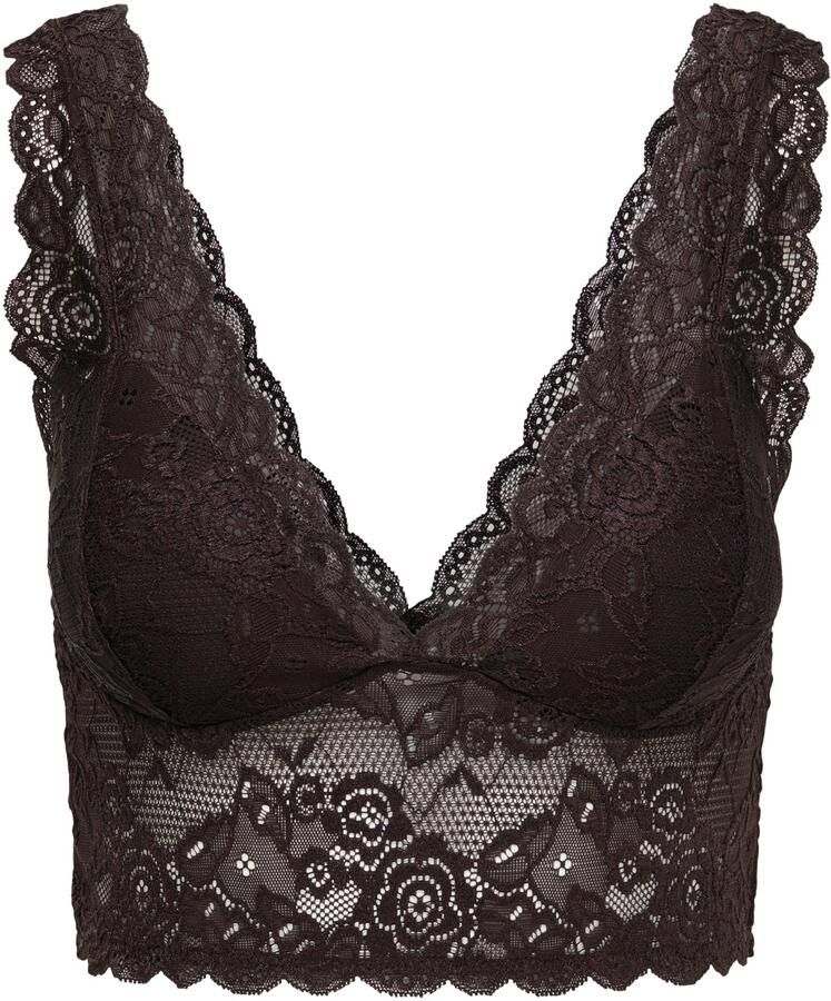 ONLY voorgevormde kanten bralette donkerbruin - Foto 3