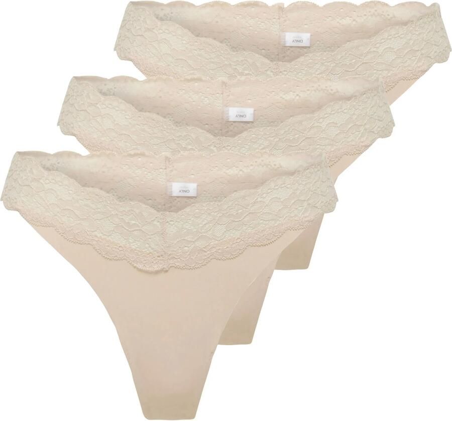 Only Tanga ONLCHLOE LACE S.S THONG 3-PACK ACC (set 3 stuks) - Foto 2