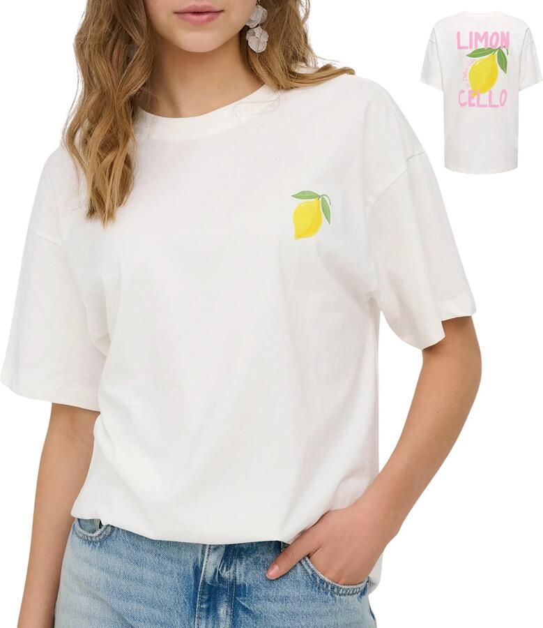 ONLY T-shirt met backprint ecru - Foto 4
