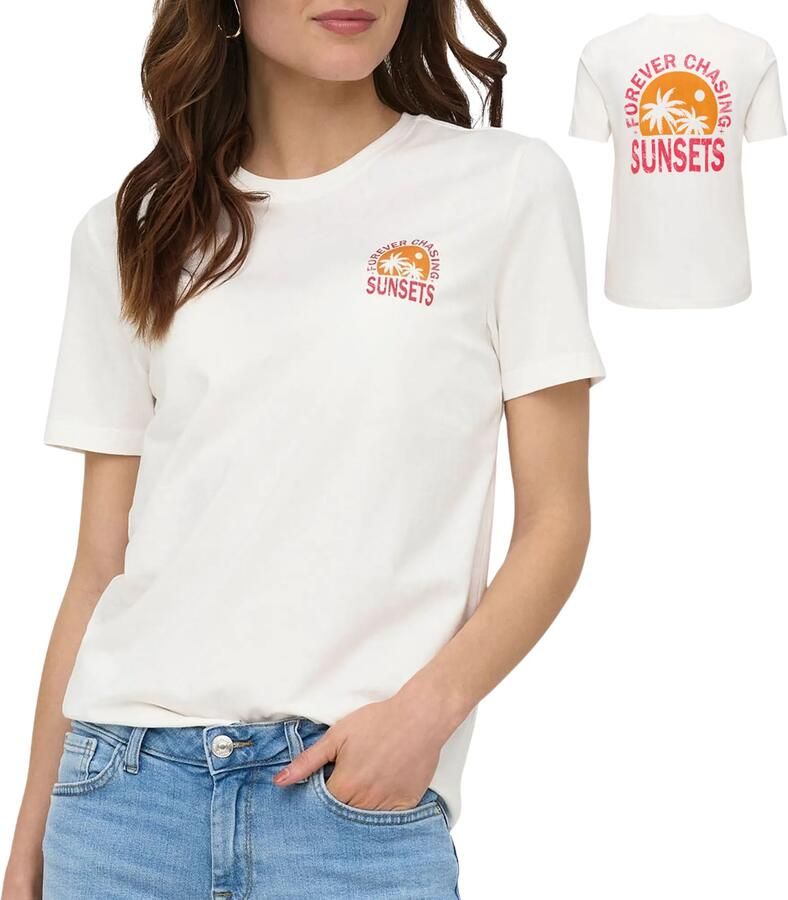 ONLY T-shirt met backprint ecru - Foto 3