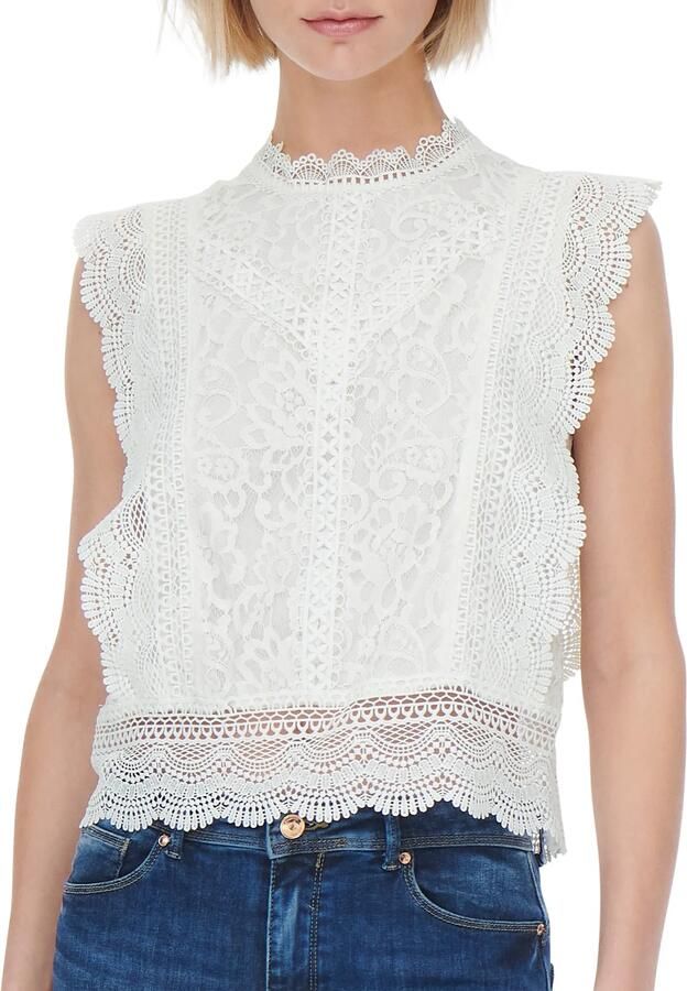 Only Kanten shirt ONLKARO – Kantentop met opstaande kraag voor elegante looks - Foto 6