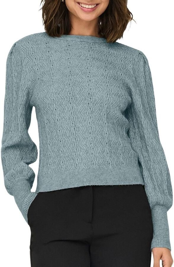 Only Trui met ronde hals ONLKATIA LS STRUC PUFF ONECK CC KNT - Foto 3