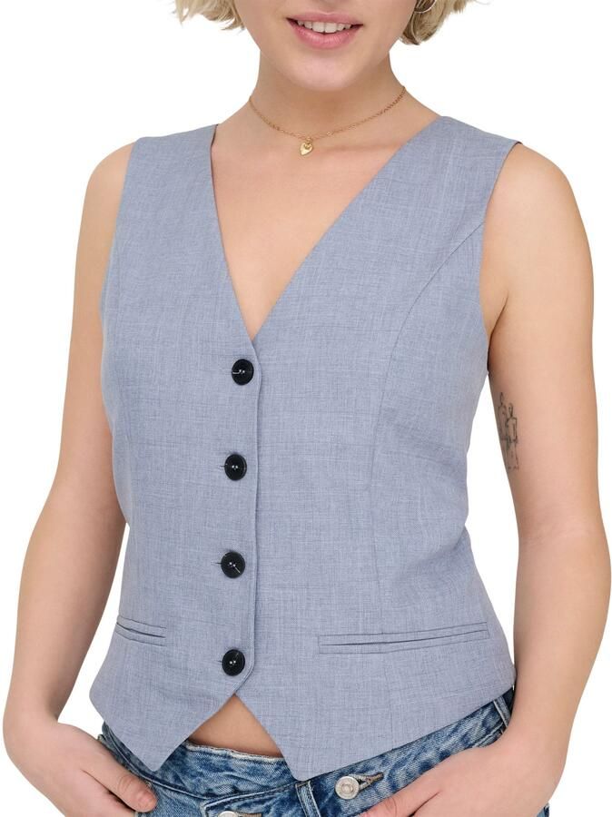 Only Regular fit gilet met enkelrijige knoopsluiting model 'LINDA'